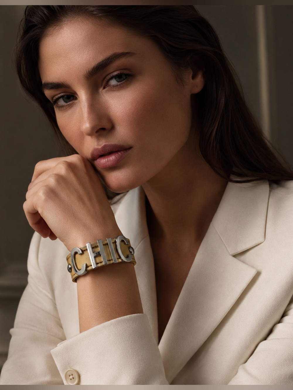 BCBGeneration CHIC Letter Statement Cuff Bracelet - Gold and Silver NWT